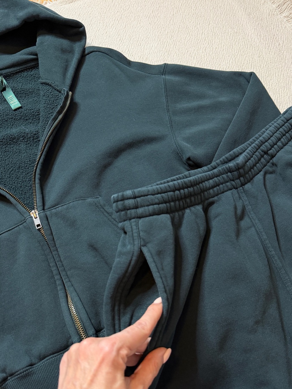 SKIMS Cypress Green Cotton Oversized Wide Leg Sweatpants & Crop Zipper Hoodie S - Picture 6 of 8